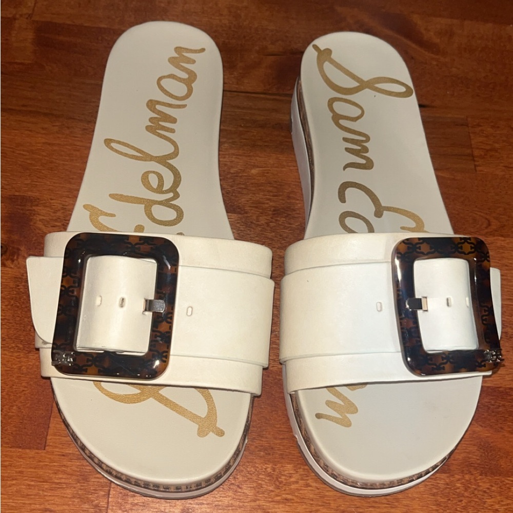 Arianne Women's Cream Slide Sandals with Buckle
